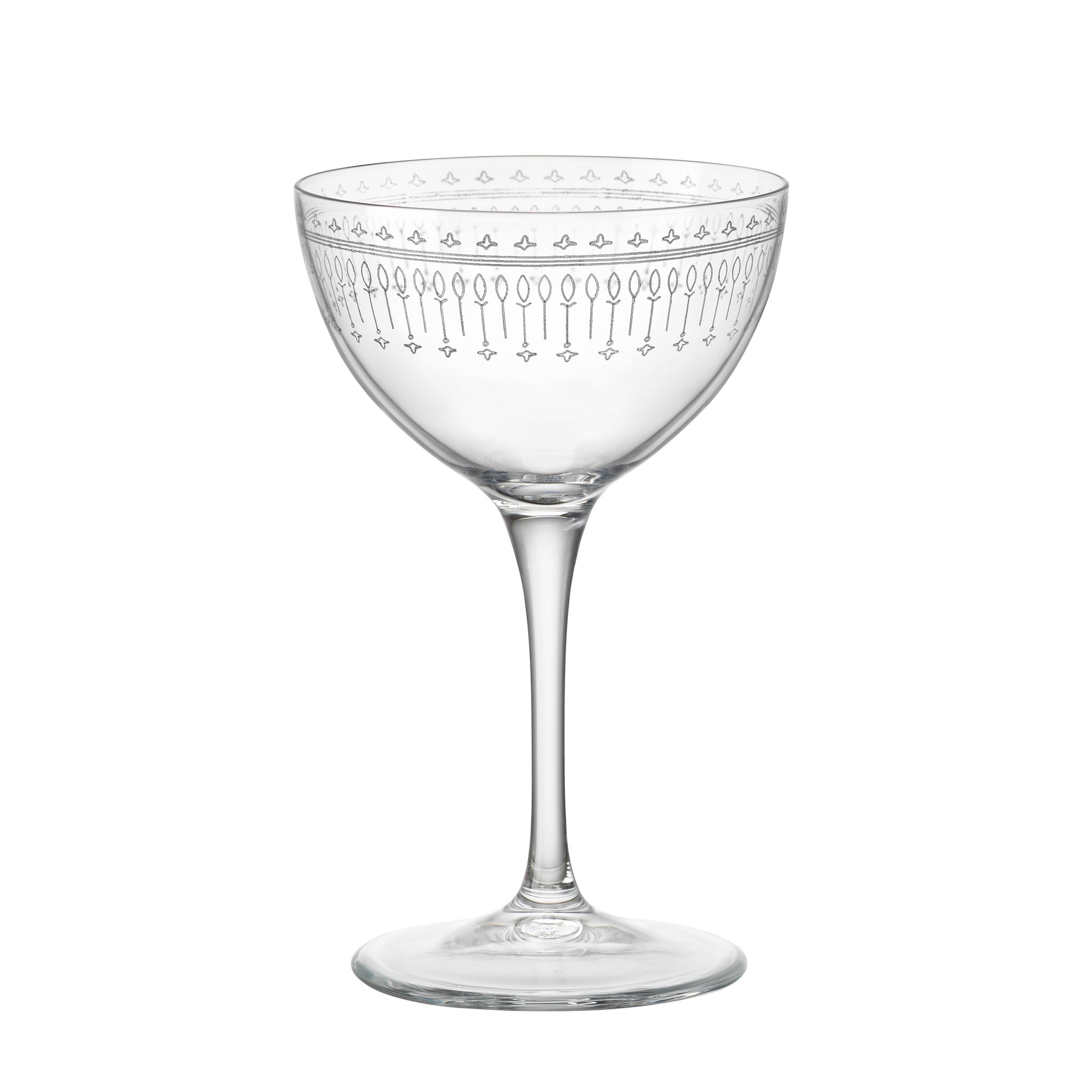 Bormioli Rocco Bartender 8 oz. Novecento Art Deco Martini Cocktail Glasses (Set of 6)