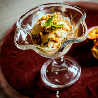 Side view of Primavera 8 oz. Glass Footed Dessert Bowl (Set of 6)