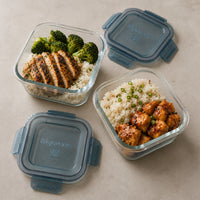 Side view of Frigoverre Evolution 3-Cup Square Food Storage Container, Gray Lid (Set of 12)