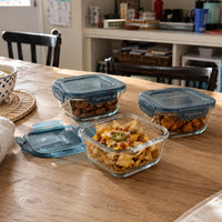 Side view of Frigoverre Evolution 2-Cup Square Food Storage Container, Gray Lid (Set of 12)