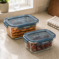 Side view of Frigoverre Evolution 4.5-Cup Rectangle Food Storage Container, Gray Lid (Set of 8)