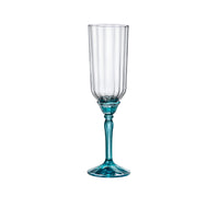 Side view of Florian 7 oz. Champagne Flute, Lucent Blue (Set of 6)