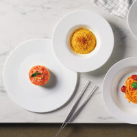 Side view of Grangusto 13" Opal Glass Round Serving Platter (Set of 12)