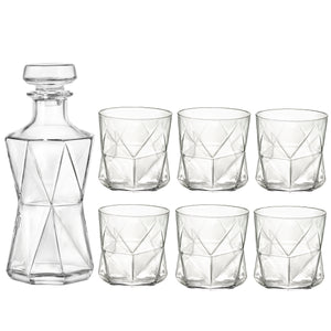 Bormioli Rocco Cassiopea 7pc Whiskey Set (1 Decanter + 6 Rocks Glasses)