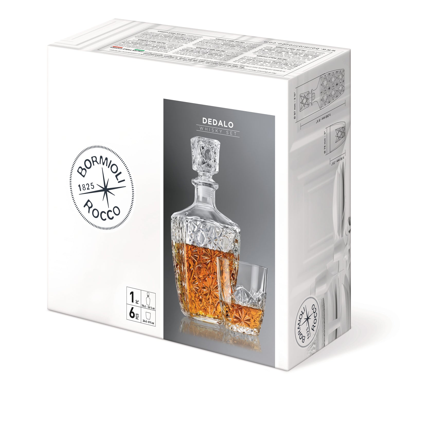 Bormioli Rocco Dedalo 7pc Whiskey Set box