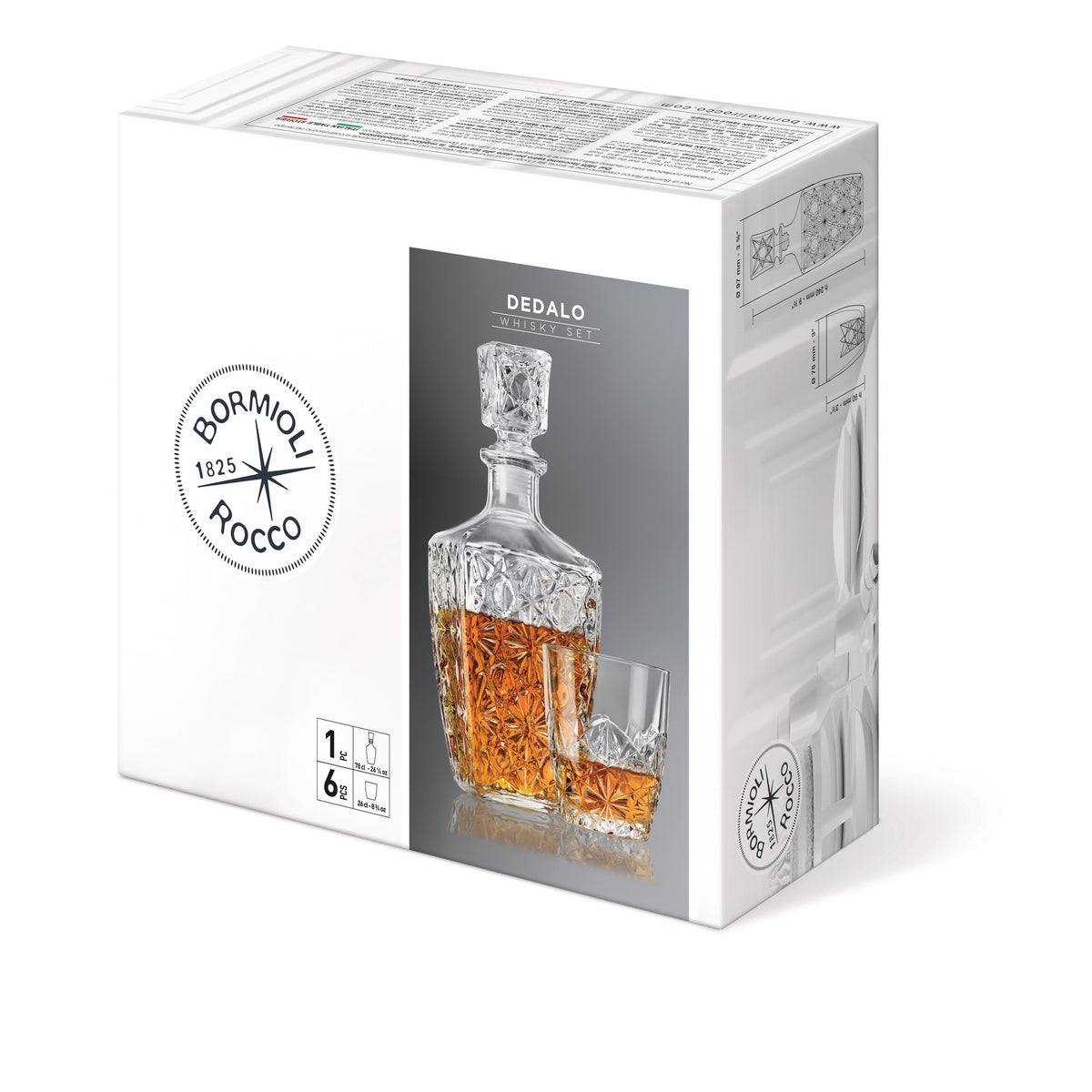 Bormioli Rocco Dedalo 7pc Whiskey Set box