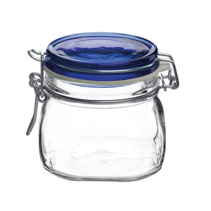 Bormioli Rocco Fido 17.5 oz. Food Jar, Blue Top (Set of 12)