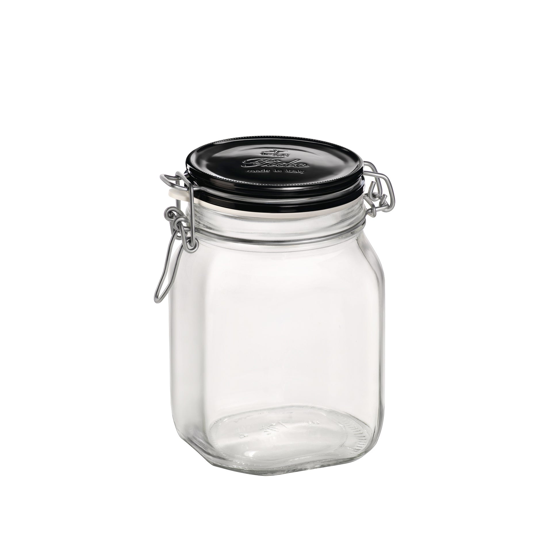 Bormioli Rocco Fido 33.75 oz. Food Jar, Black Top (Set of 12)