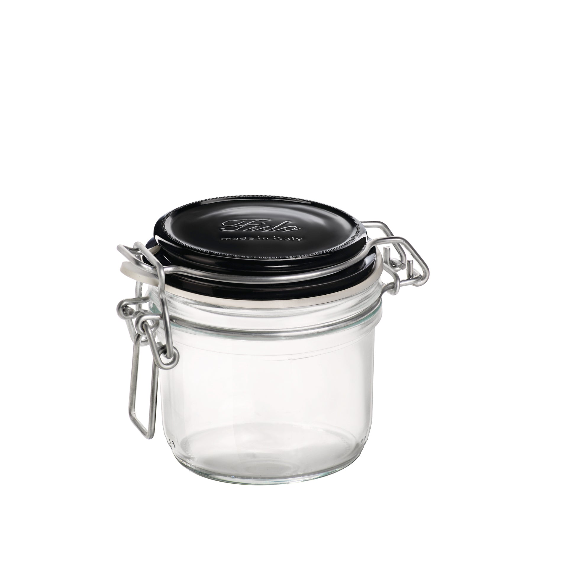 Bormioli Rocco Fido 6.75 oz. Food Jar, Black Top (Set of 12)