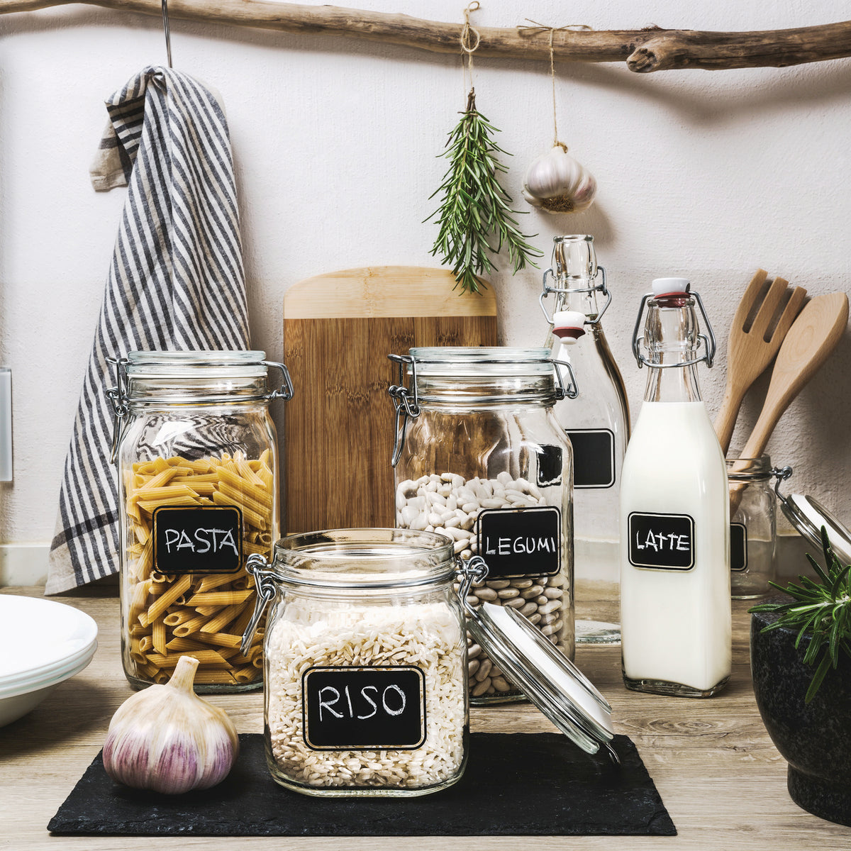 Bormioli Rocco Fido 50.75 oz. Food Jar, Chalkboard (Set of 12)