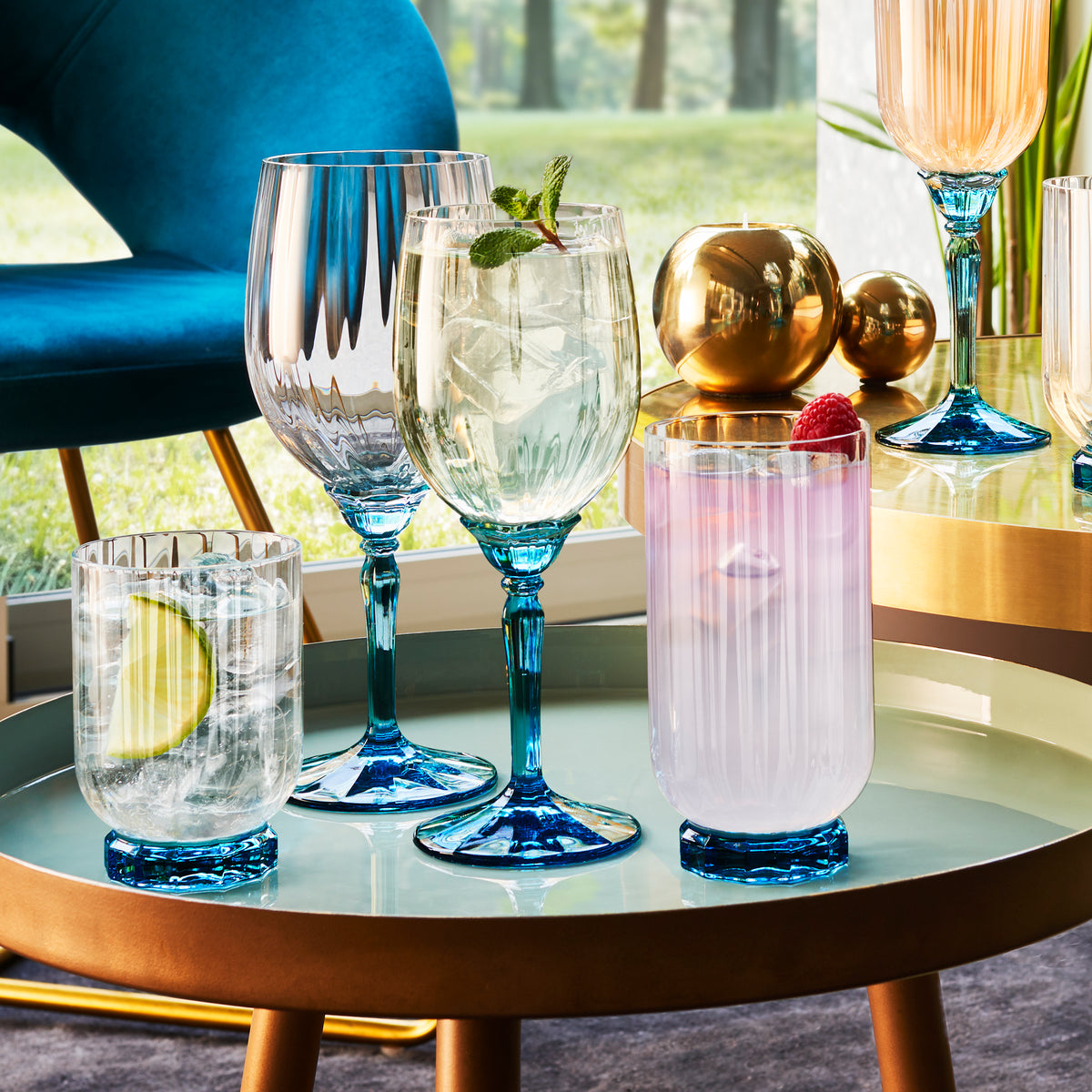 Bormioli Rocco Florian 12.8 oz. White Wine / Spritz Glasses, Lucent Blue (Set of 4)