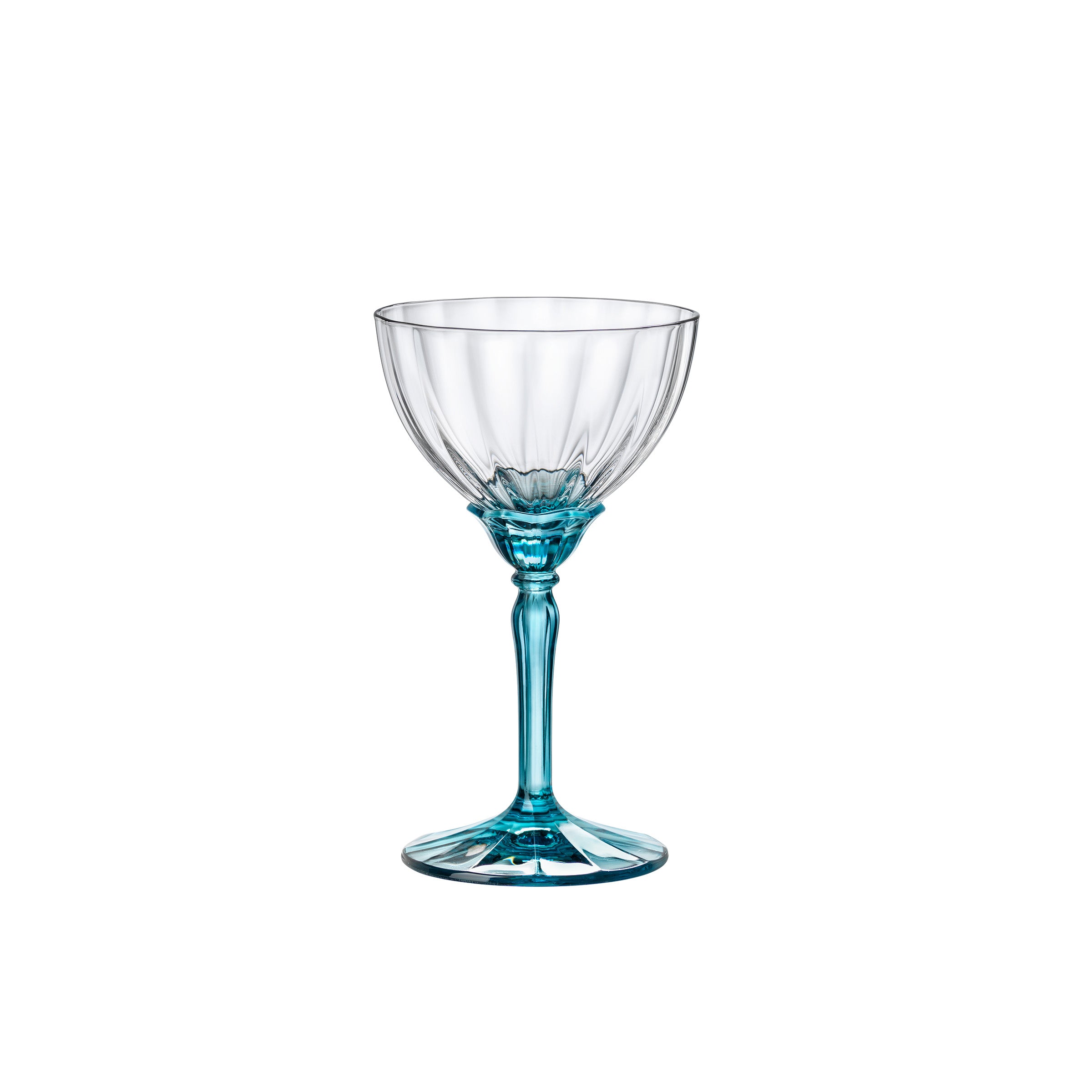 Bormioli Rocco Florian 8.10 oz. Champagne / Martini Cocktail Glasses, Lucent Blue (Set of 4)