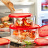 Bormioli Rocco Gelo 4pc Storage Container Set with Red Lid (8.25 oz., 20.25 oz., 37.25 oz. & 81 oz.)