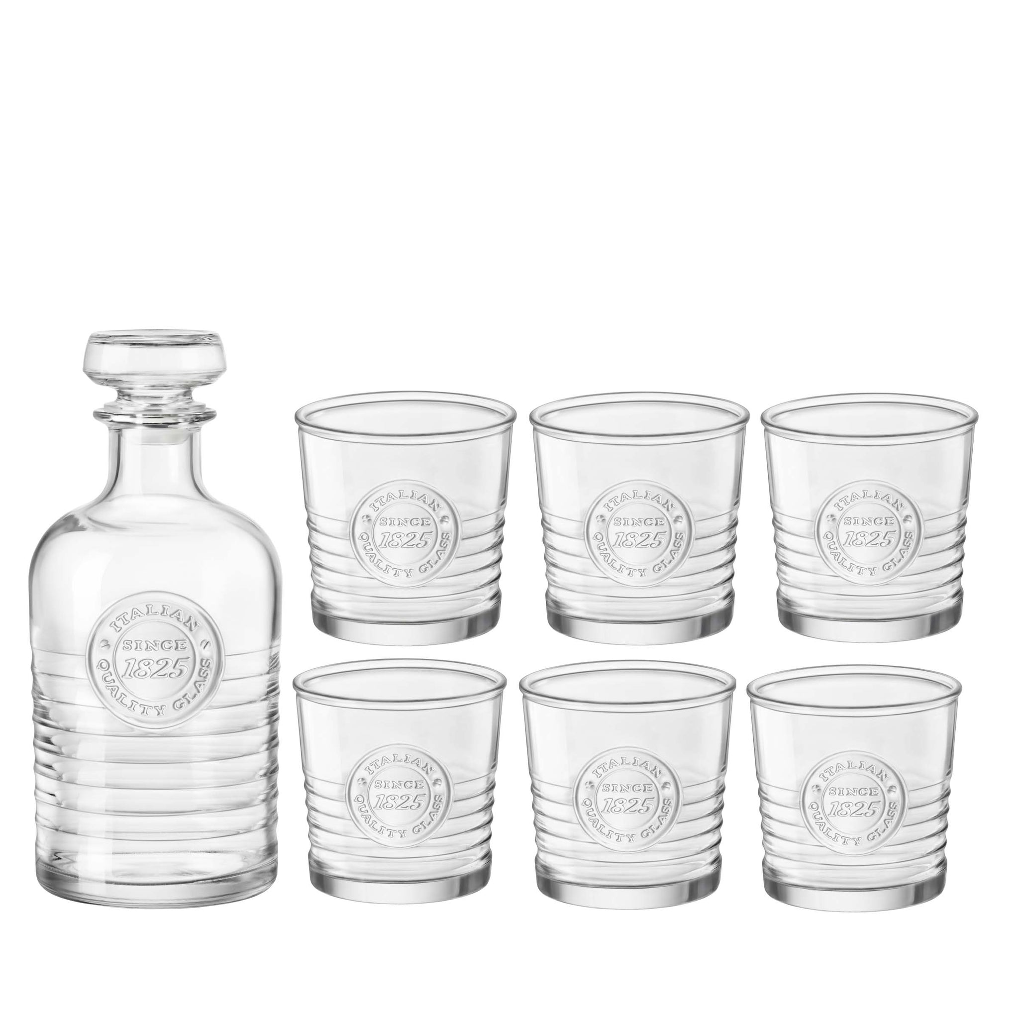 Bormioli Rocco Officina 1825 7pc Whiskey Set (1 Decanter + 6 DOF Glasses)
