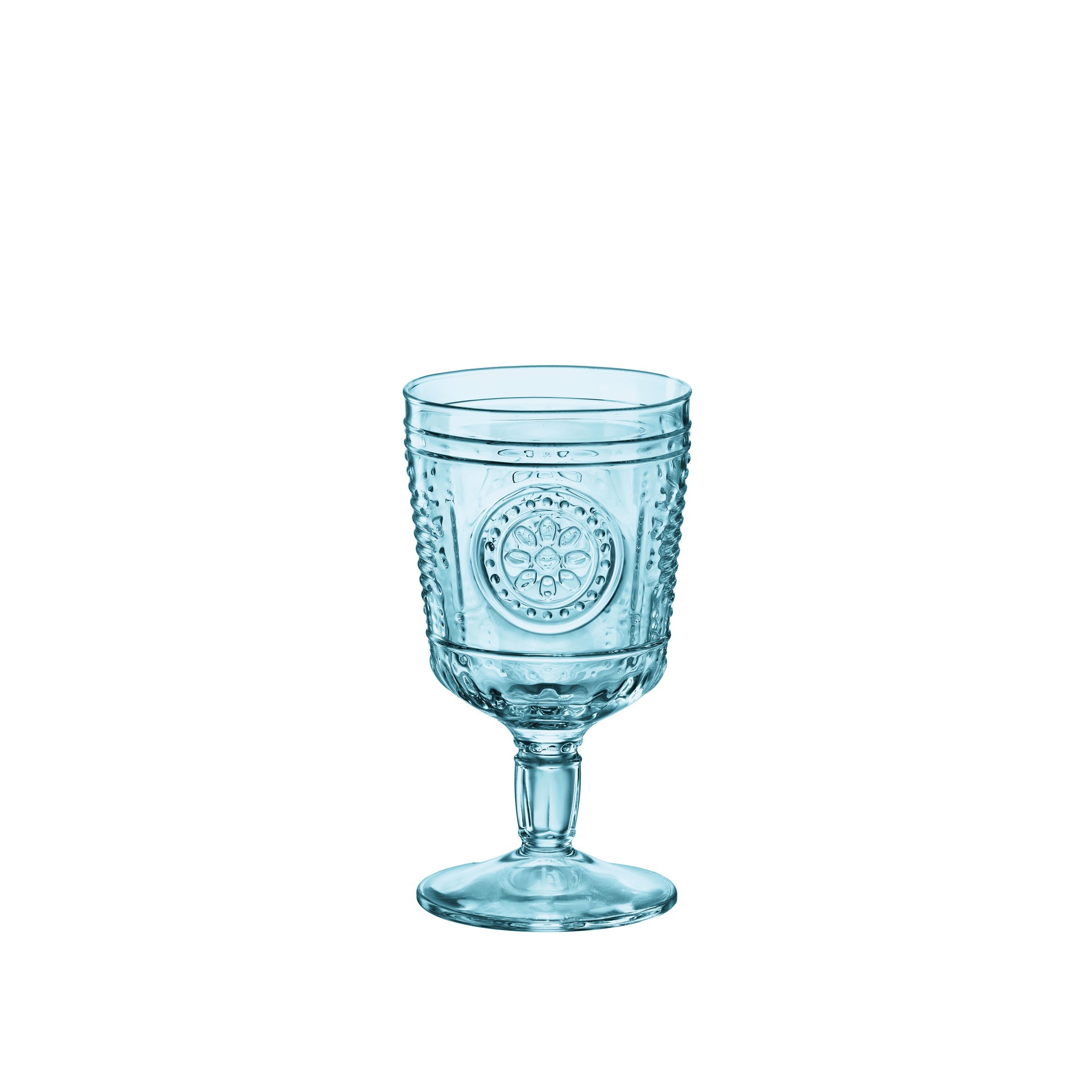 Bormioli Rocco Romantic 10.75 oz. Stemware Cocktail Drinking Glasses, Light Blue (Set of 4)