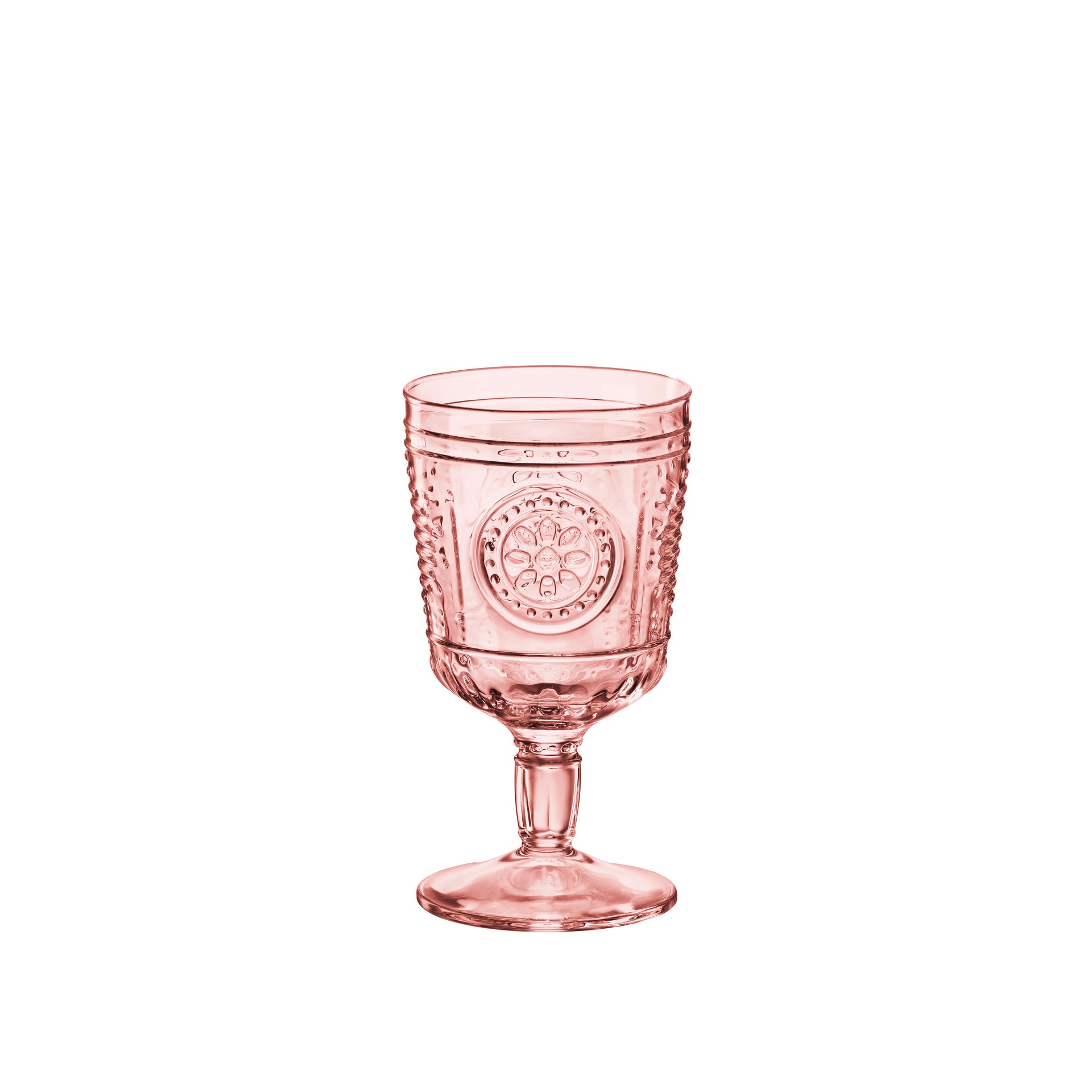 Bormioli Rocco Romantic 10.75 oz. Stemware Cocktail Drinking Glasses, Cotton Candy (Set of 4)