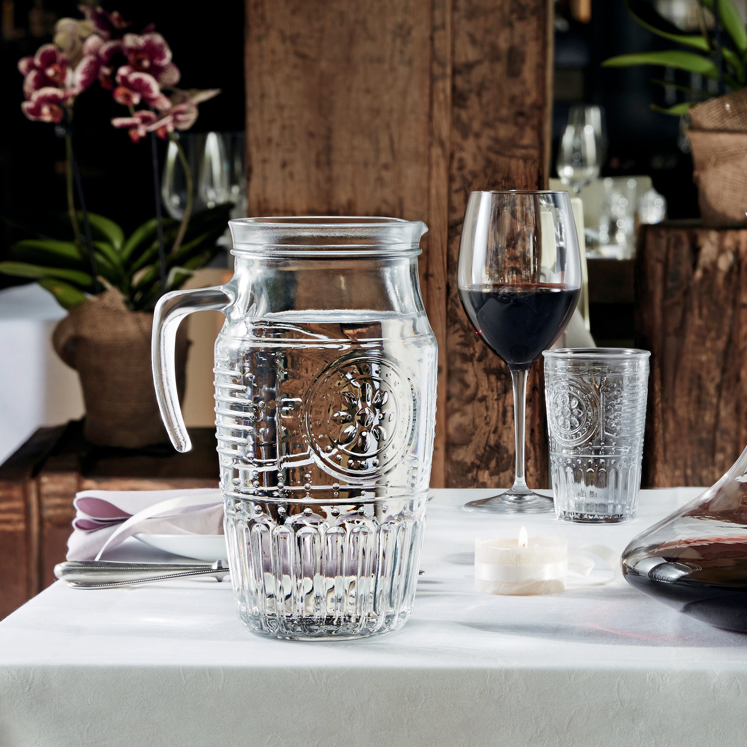 Bormioli Rocco Romantic 56.25 oz. Carafe with Lid & Ice-Tube (Set of 6)