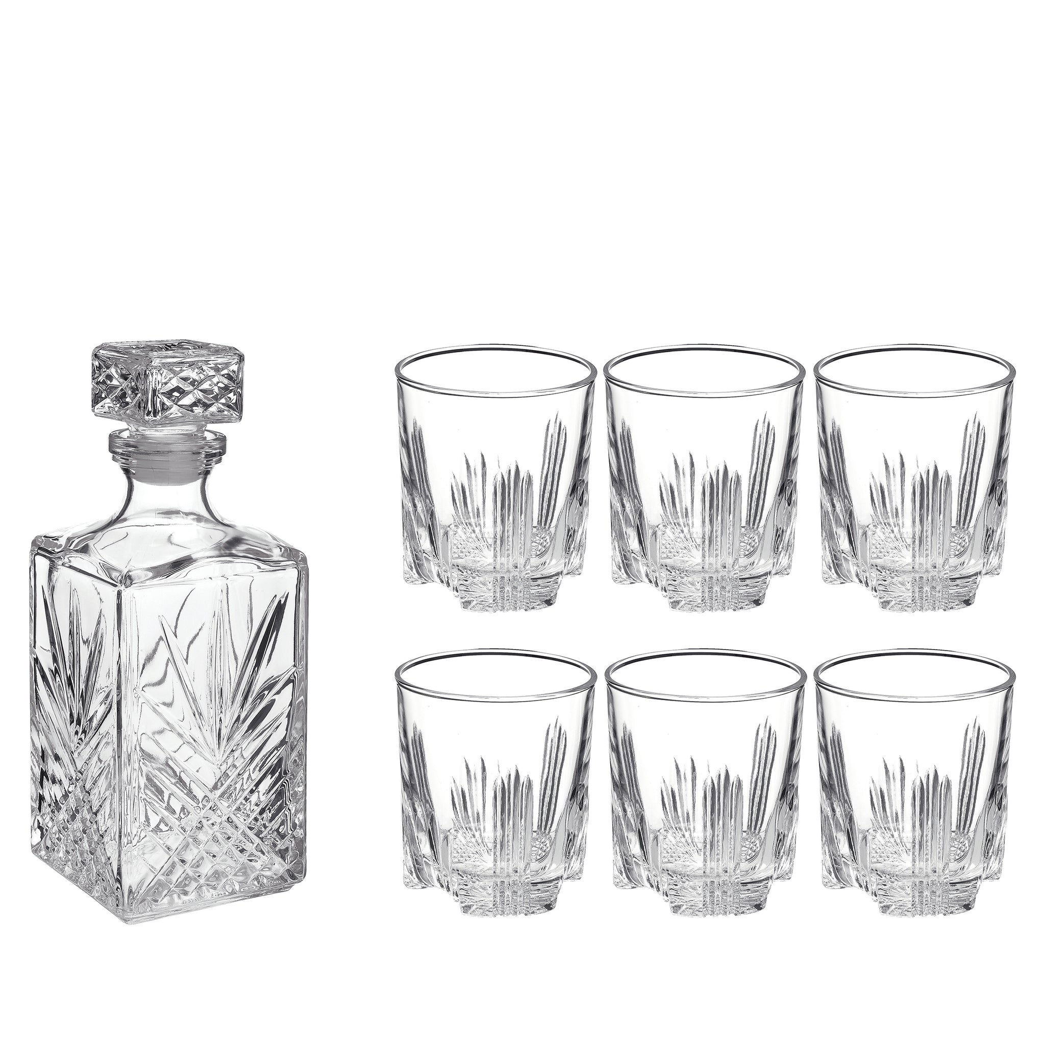 Bormioli Rocco Selecta 7pc Whiskey Set (1 Decanter + 6 Rocks Glasses)
