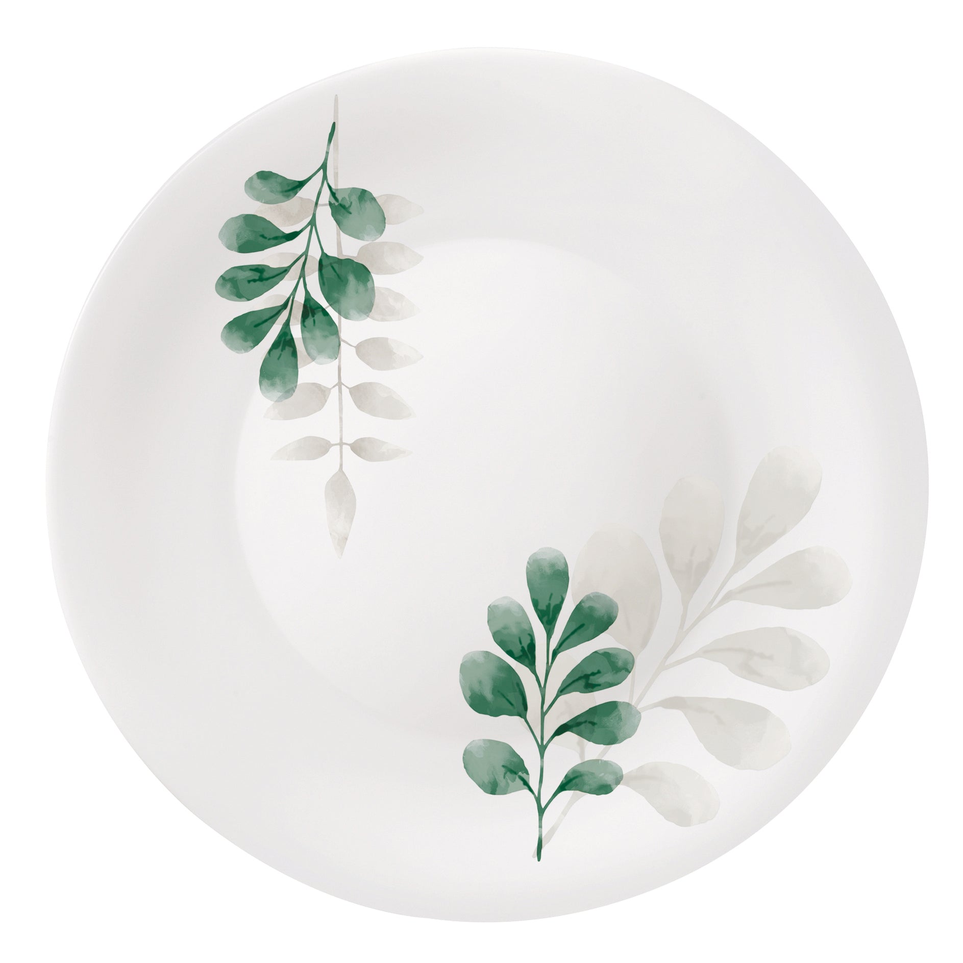Bormioli Rocco White Moon Botanica 10.75" Opal Glass Dinner Plate, Green (Set of 24)