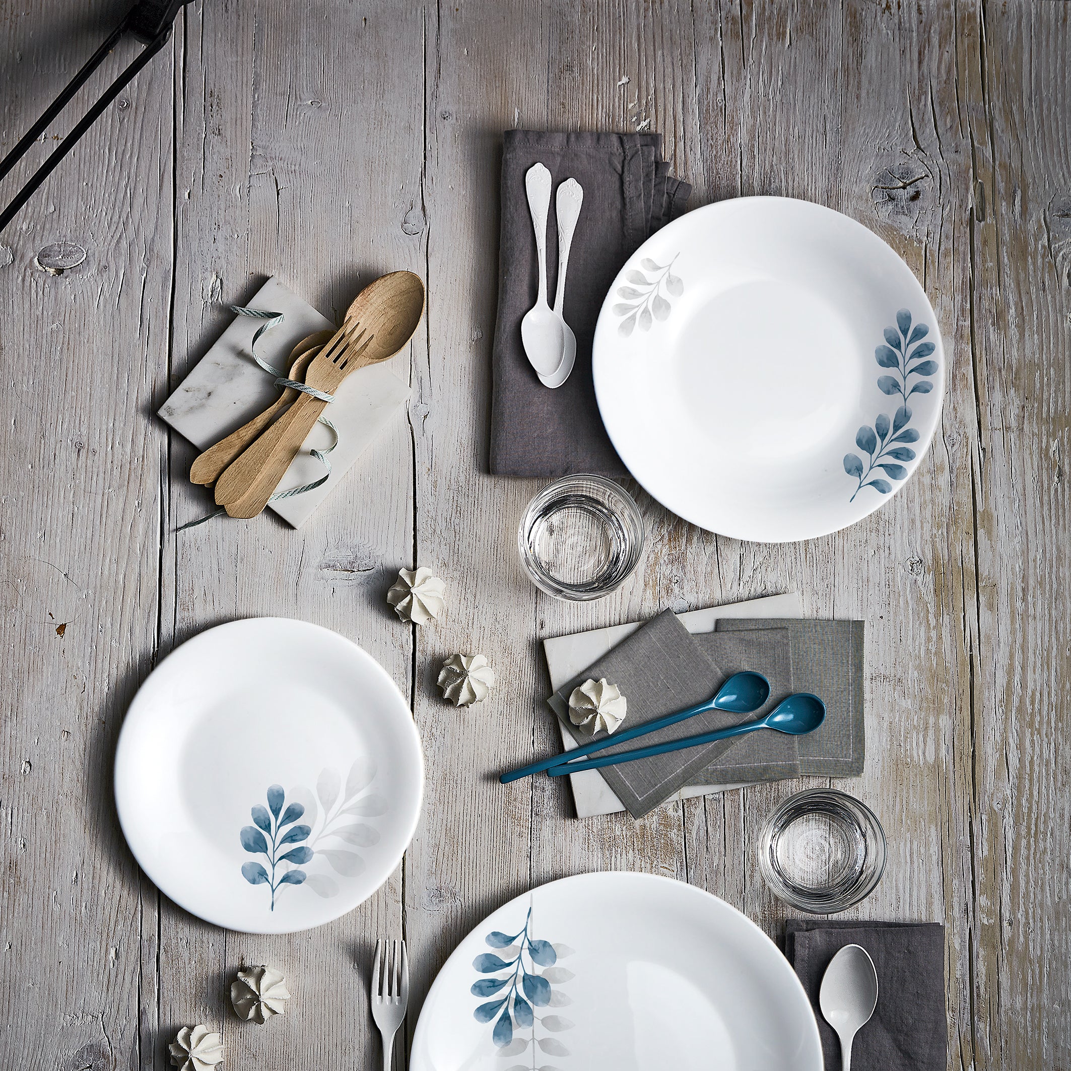 Bormioli Rocco White Moon Botanica 9" Opal Glass Soup Plate, Blue (Set of 24)