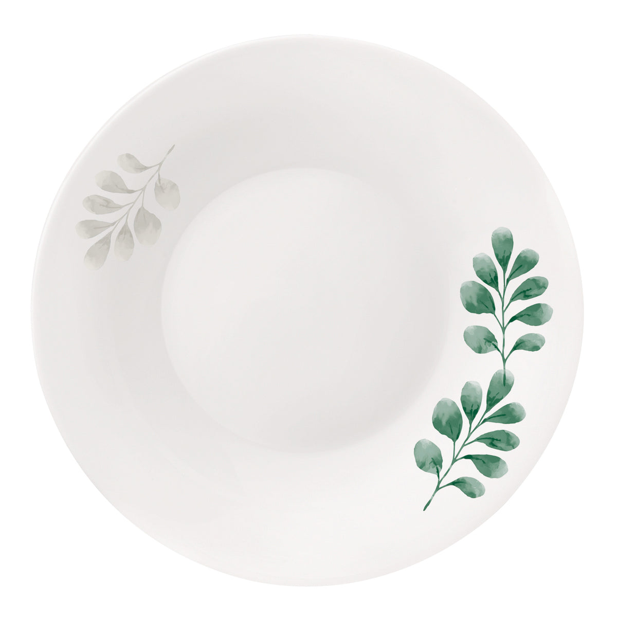 Bormioli Rocco White Moon Botanica 9" Opal Glass Soup Plate, Green (Set of 24)