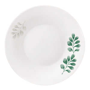 Bormioli Rocco White Moon Botanica 9" Opal Glass Soup Plate, Green (Set of 24)