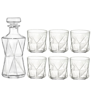 Cassiopea 7pc Whiskey Set (1 Decanter + 6 Rocks Glasses)