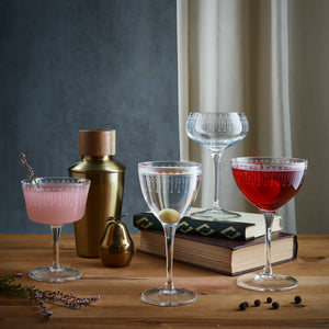 Bormioli Rocco Bartender 8 oz. Novecento Art Deco Martini Cocktail Glasses (Set of 6)