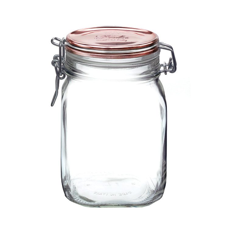 Flrolove Glass Storage Jars with Stainless Steel Lids For The Kitchen,Set  of 6,27 oz