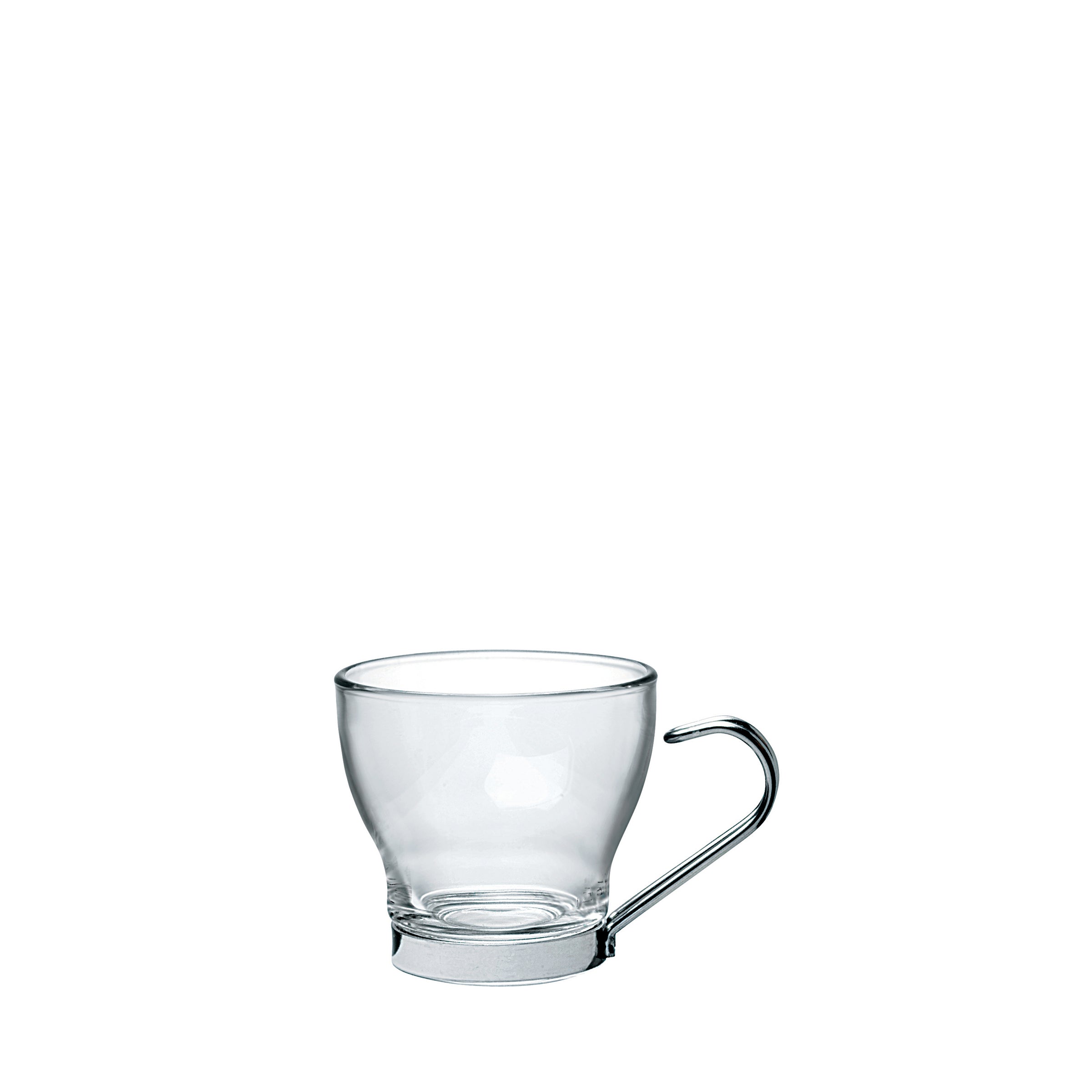 Frabosk 911214 Glass Espresso Cup & Stainless Saucer - 3 fl oz, flat  handle, set of 2
