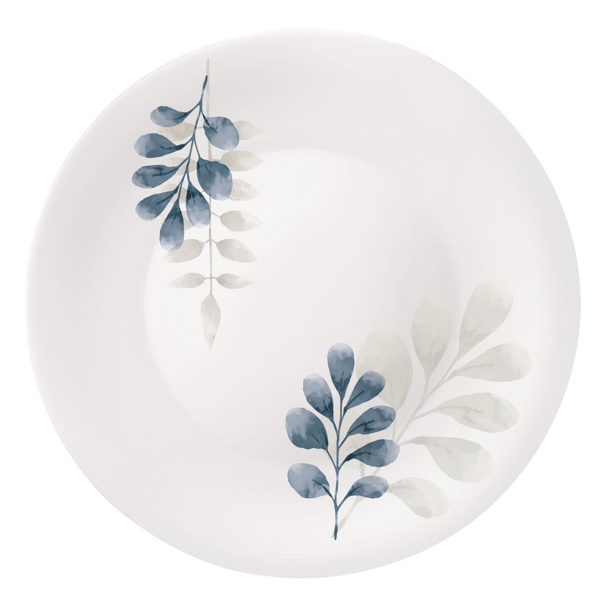 White Moon Botanica 10.75" Opal Glass Dinner Plate, Blue (Set of 24)