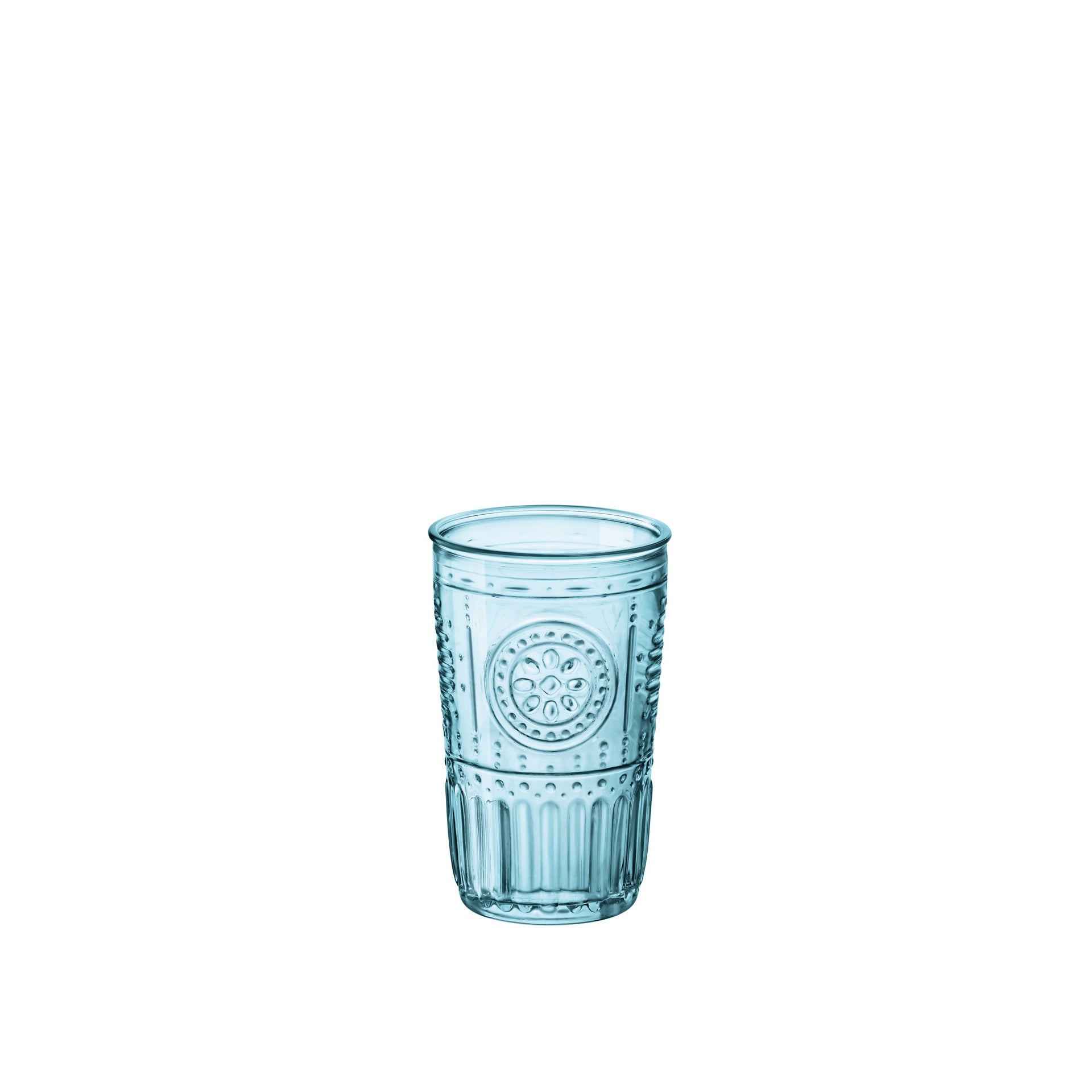 Bormioli Rocco 335944GRS021522 Romantic Cooler Glass, Set of 4, 16 oz, Light Blue