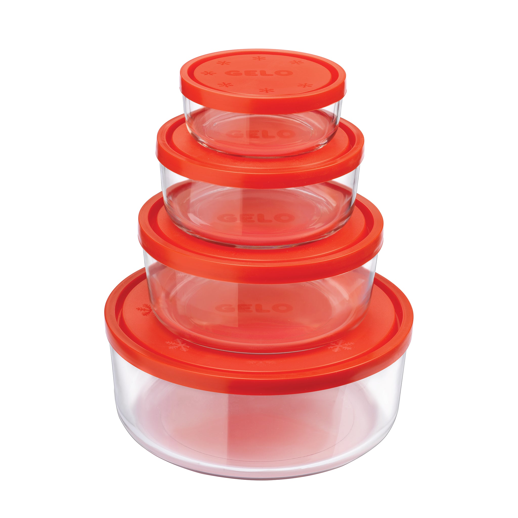 Gelo 4pc Storage Container Set with Red Lid (8.25 oz., 20.25 oz., 37.25 oz. & 81 oz.)